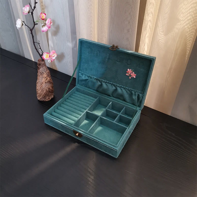 KarmaRipple's Flowers Dragonfly Jewelry Box Organizer Single Layer Jewelry Storage Box Flannel Box p5