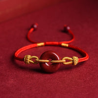 KarmaRipple's Handmade Cinnabar Peace Buckle Blessing Woven Rope Bracelet