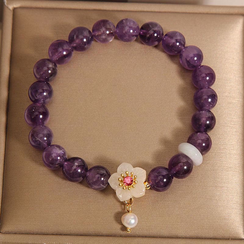KarmaRipple's Authentic Amethyst Ivory Agate Pearl Talisman Balance Bracelet p5