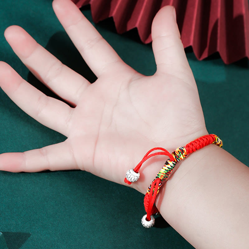 KarmaRipple's 925 Sterling Silver King Kong Weave Multicolored Red String Strength Handmade Woven Kids Child Bracelet p6