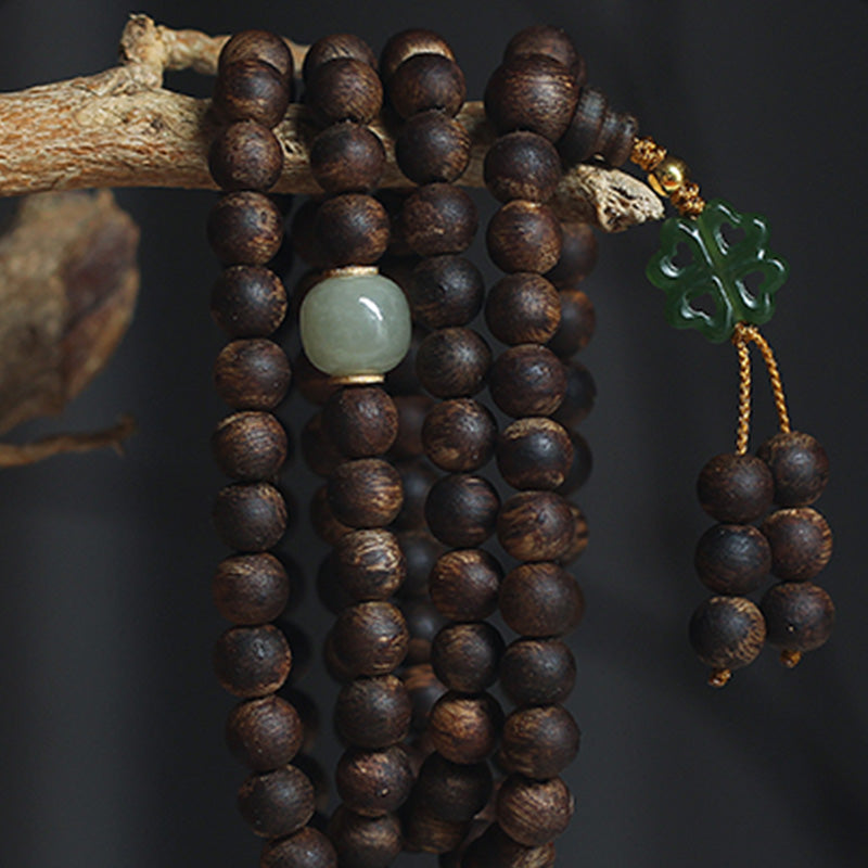 KarmaRipple's 108 Mala Beadwork Nha Trang Bai Qinan Agarwood Jade 999 Gold Peace Bracelet (Only one in stock) p13
