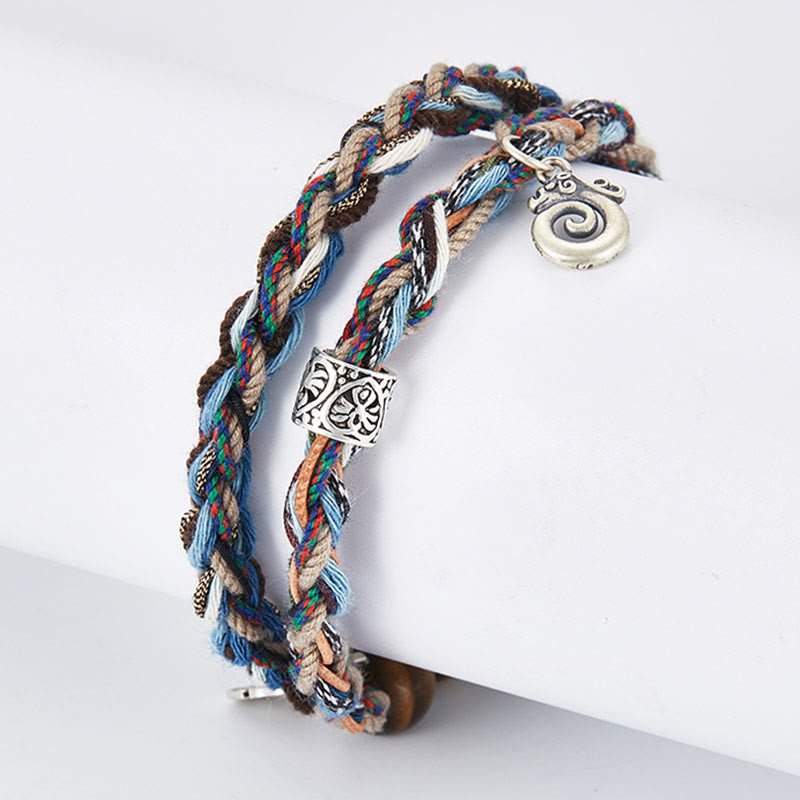 KarmaRipple's 925 Sterling Silver Tiger's Eye Colorful Cotton Rope Handmade Willpower Bracelet p13