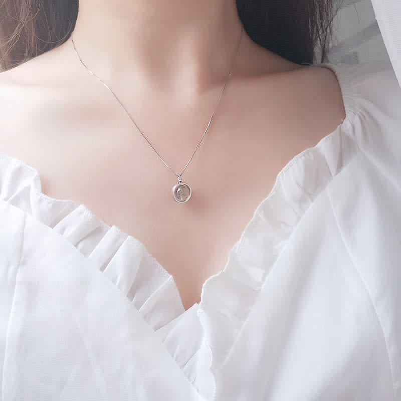 KarmaRipple's 925 Sterling Silver Moonstone Love Planet Rotatable Pattern Pendant Necklace p6