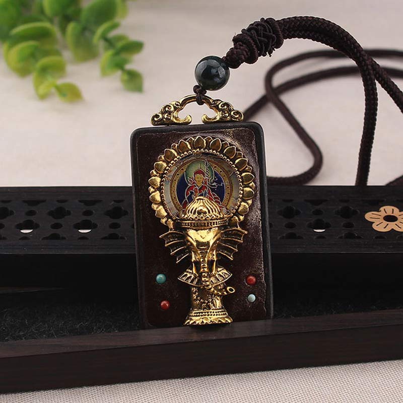 KarmaRipple's Ebony Wood Elephant God of Fortune Buddha Blessing Pendant String Necklace p10