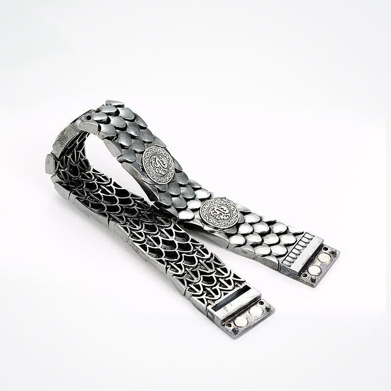 KarmaRipple's 925 Sterling Silver Dragon Scales Fortune Success Bracelet Bangle p4