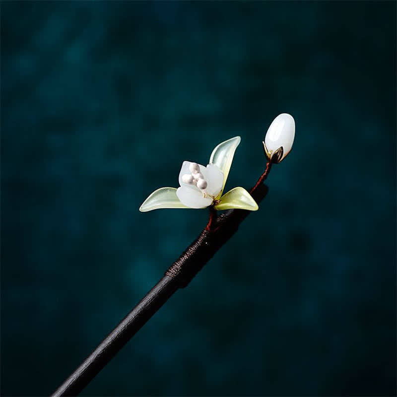 KarmaRipple's Pearl Flower Leaf Butterfly Happiness Hairpin p9