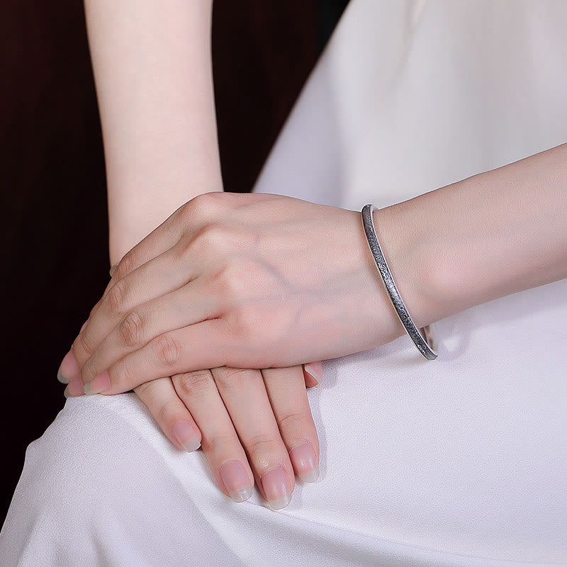 KarmaRipple's Vintage 999 Sterling Silver Auspicious Clouds Design Fortune Bracelet Bangle p6