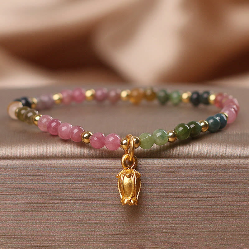 KarmaRipple's Colorful Tourmaline Flowers Positive Bracelet p14
