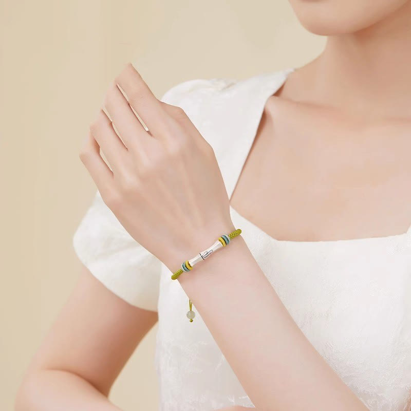 KarmaRipple's 999 Sterling Silver Red String Bamboo Enlightenment Bracelet p9