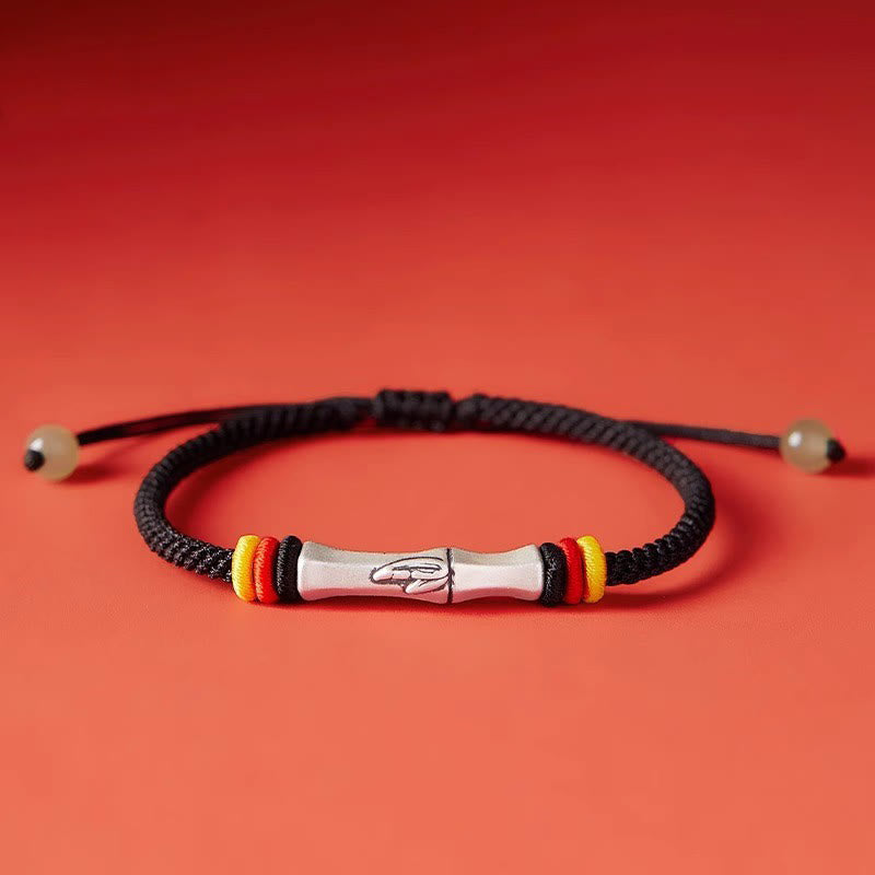 KarmaRipple's 999 Sterling Silver Red String Bamboo Enlightenment Bracelet p4
