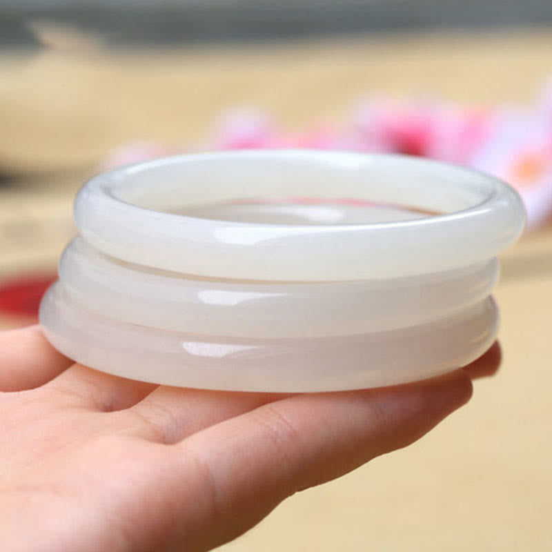 KarmaRipple's Authentic Ivory Green Jade Fortune Prosperity Bracelet Bangle p8