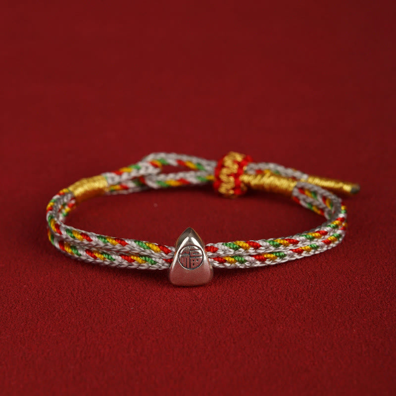 KarmaRipple's 925 Sterling Silver Fu Character Fortune Multicolored Rope Bracelet p8