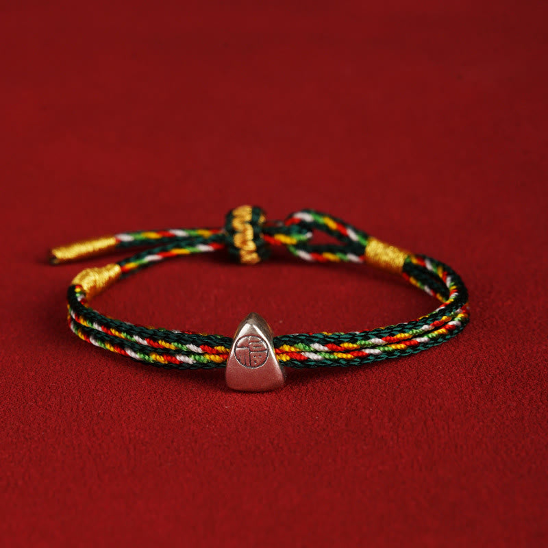 KarmaRipple's 925 Sterling Silver Fu Character Fortune Multicolored Rope Bracelet p10