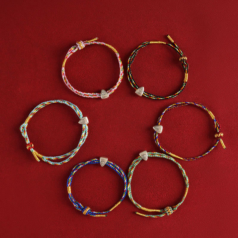 KarmaRipple's 925 Sterling Silver Fu Character Fortune Multicolored Rope Bracelet p11