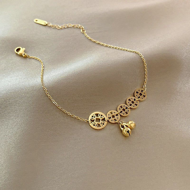 KarmaRipple's Bronze Coins Bell Talisman Titanium Steel Strengthen Anklet p4