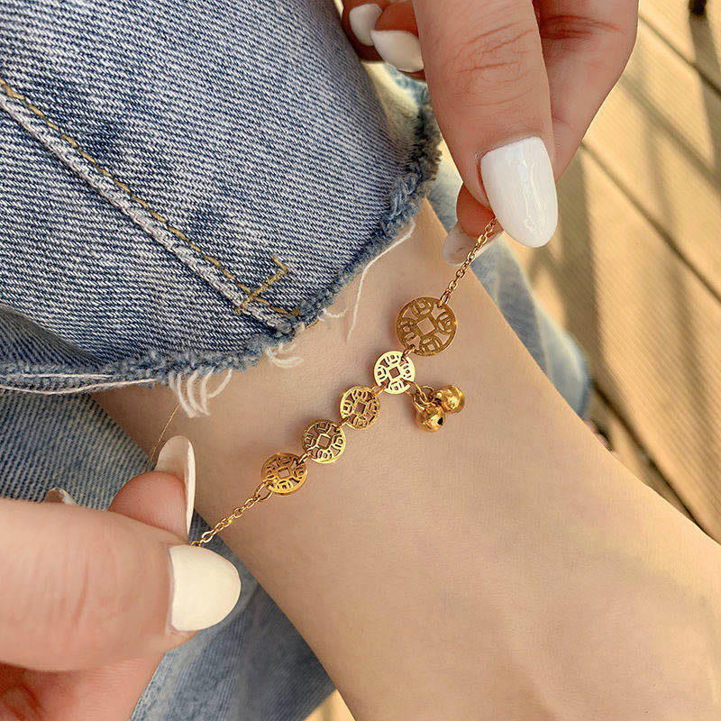 KarmaRipple's Bronze Coins Bell Talisman Titanium Steel Strengthen Anklet p7