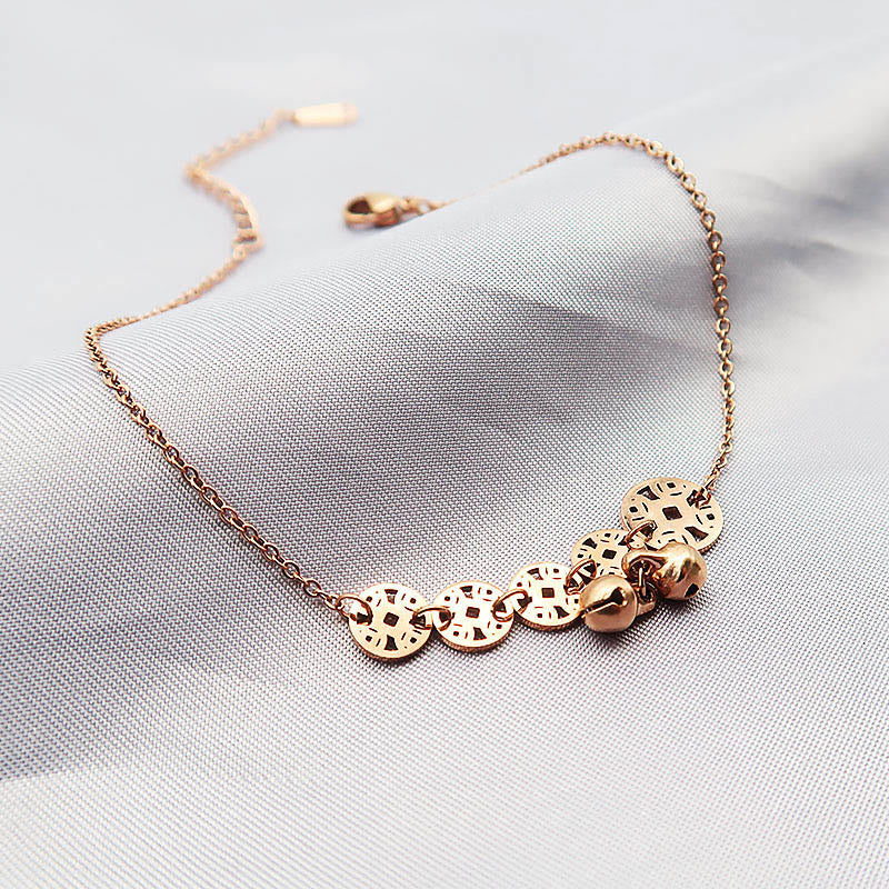 KarmaRipple's Bronze Coins Bell Talisman Titanium Steel Strengthen Anklet p11