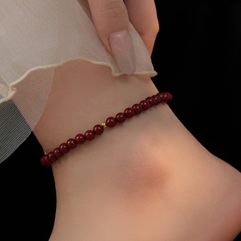 KarmaRipple's 925 Sterling Silver Cinnabar Beadwork Blessing Anklet p9