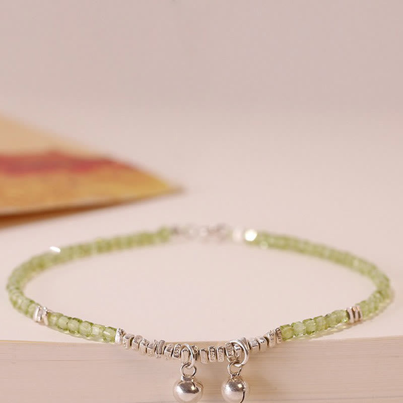 KarmaRipple's 925 Sterling Silver Peridot Square Beadwork Peace Anklet p5