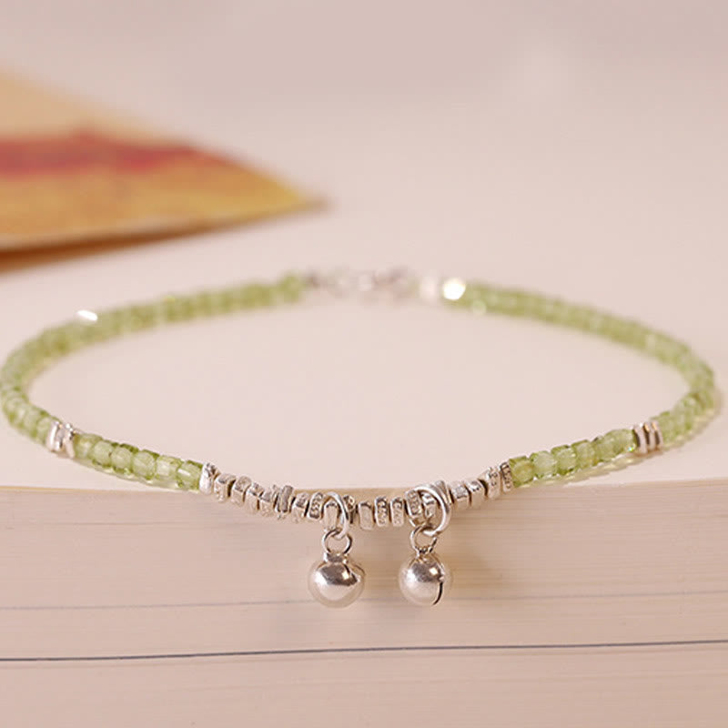 KarmaRipple's 925 Sterling Silver Peridot Square Beadwork Peace Anklet p9