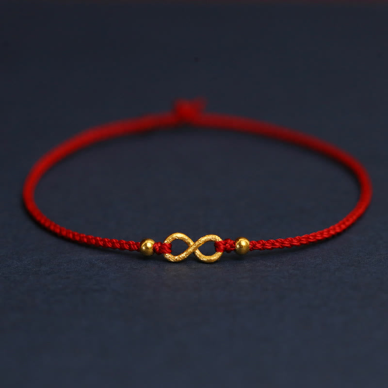 KarmaRipple's 999 Gold Mobius Infinite Love Fu Character Bronze Coin Protection Handmade Ultra-Thin Rope Bracelet p22