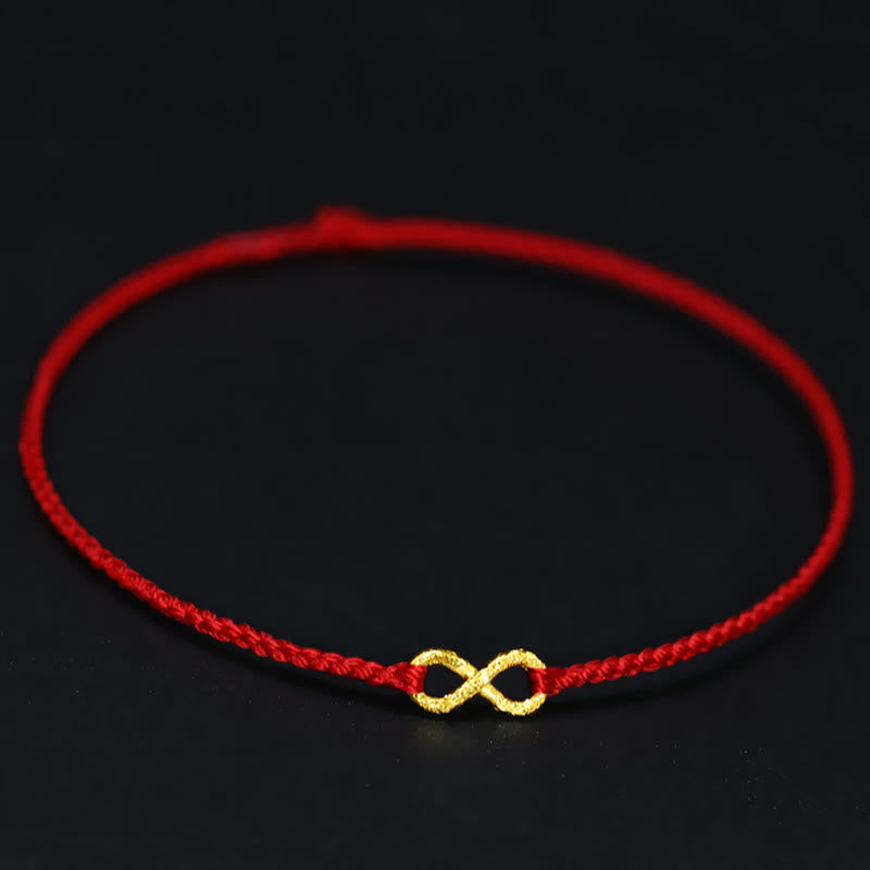KarmaRipple's 999 Gold Mobius Infinite Love Fu Character Bronze Coin Protection Handmade Ultra-Thin Rope Bracelet p37
