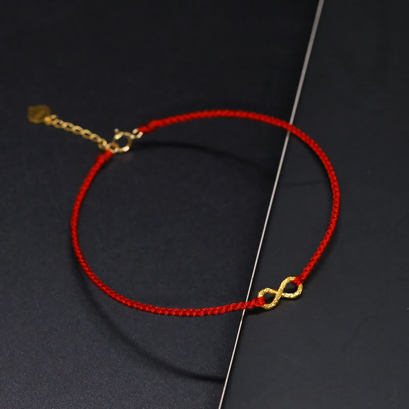 KarmaRipple's 999 Gold Mobius Infinite Love Fu Character Bronze Coin Protection Handmade Ultra-Thin Rope Bracelet p72