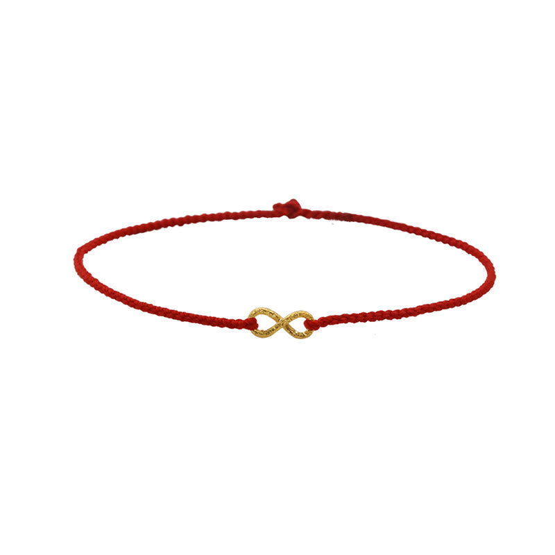 KarmaRipple's 999 Gold Mobius Infinite Love Fu Character Bronze Coin Protection Handmade Ultra-Thin Rope Bracelet p16
