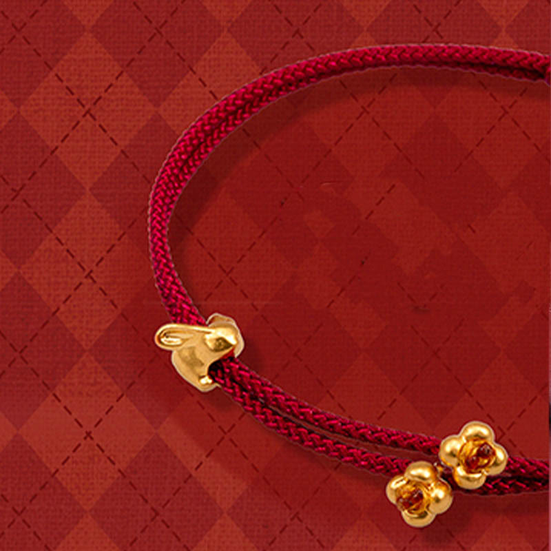 KarmaRipple's 999 Gold Small Fortunate Rabbit Osmanthus Design Handmade Luck?Braided Rope Bracelet p40