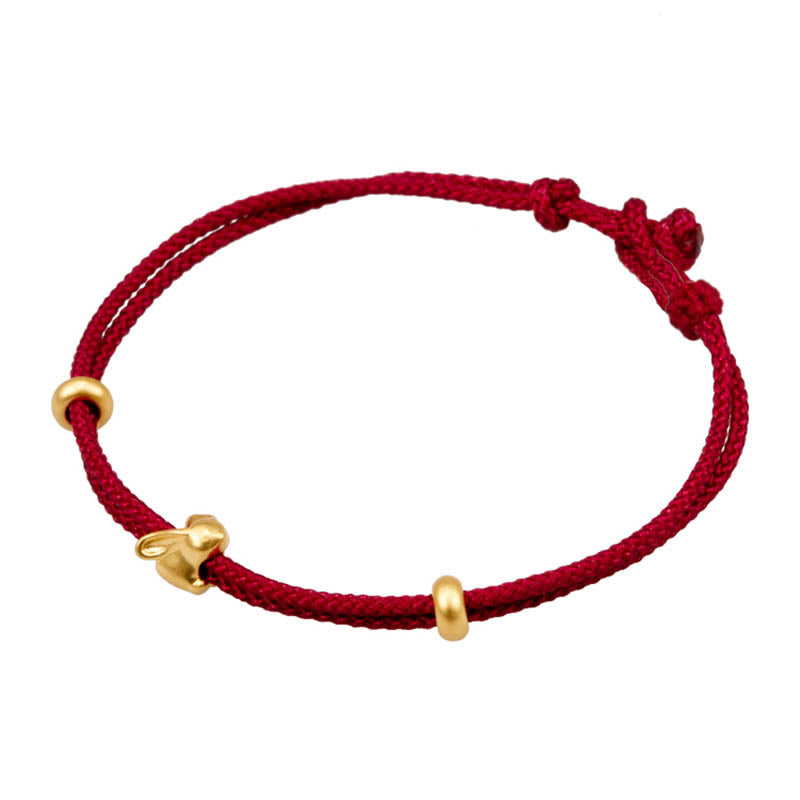 KarmaRipple's 999 Gold Small Fortunate Rabbit Osmanthus Design Handmade Luck?Braided Rope Bracelet p8