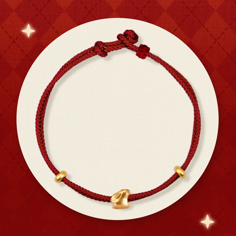 KarmaRipple's 999 Gold Small Fortunate Rabbit Osmanthus Design Handmade Luck?Braided Rope Bracelet p20