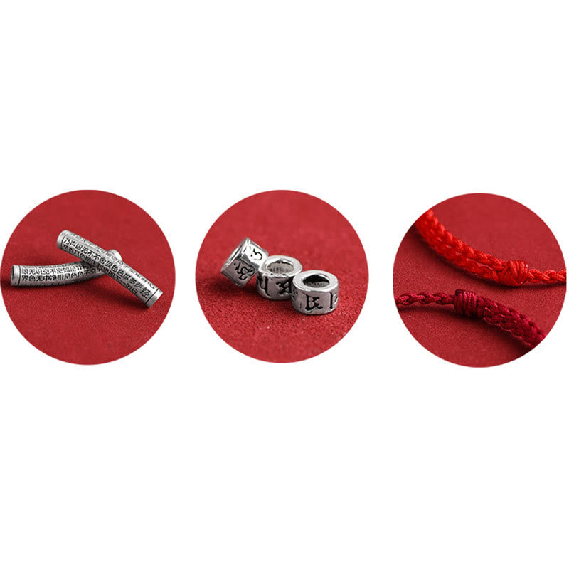 KarmaRipple's Handmade 999 Sterling Silver Om Mani Padme Hum Heart Sutra Carved Fortune Rope Bracelet Anklet p17