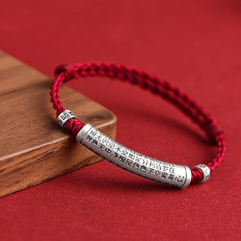 KarmaRipple's Handmade 999 Sterling Silver Om Mani Padme Hum Heart Sutra Carved Fortune Rope Bracelet Anklet p6