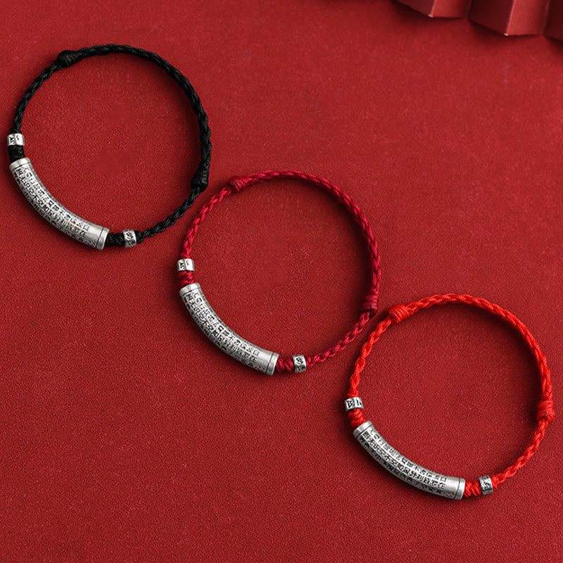 KarmaRipple's Handmade 999 Sterling Silver Om Mani Padme Hum Heart Sutra Carved Fortune Rope Bracelet Anklet p4