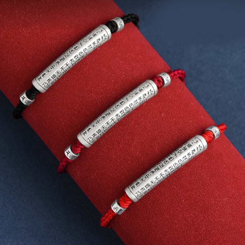 KarmaRipple's Handmade 999 Sterling Silver Om Mani Padme Hum Heart Sutra Carved Fortune Rope Bracelet Anklet p23