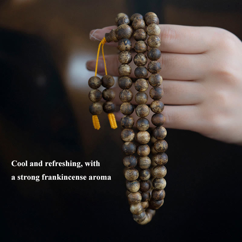 KarmaRipple's 108 Mala Beadwork Hainan Ivory Qinan Agarwood Calm Strength Bracelet p3