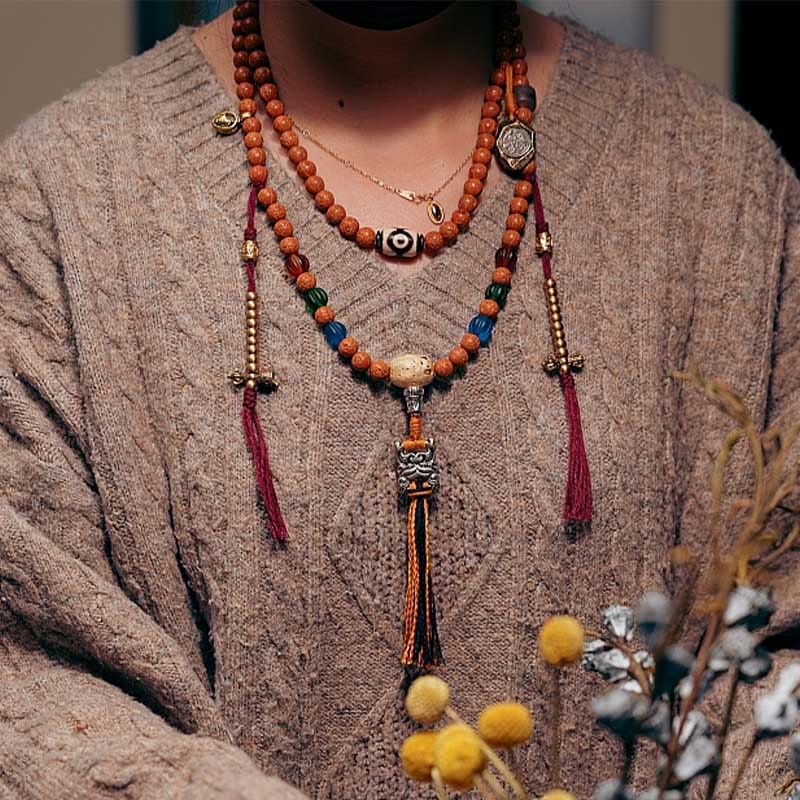 KarmaRipple's Tibet Bodhi Seed 108 Mala Beadwork Wisdom Peace Bracelet Pendant p12