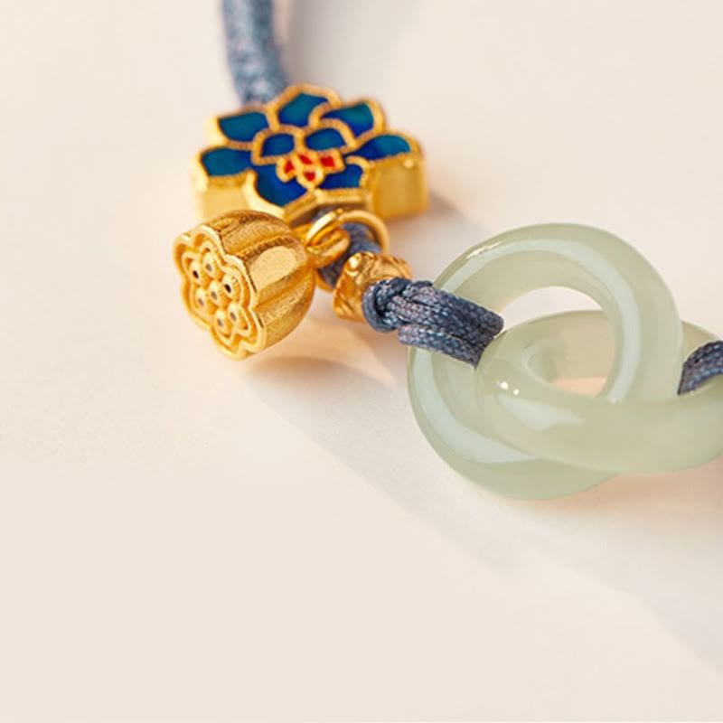 KarmaRipple's Hetian Jade Lotus Peace Buckle Woven Rope Fortune Bracelet p18