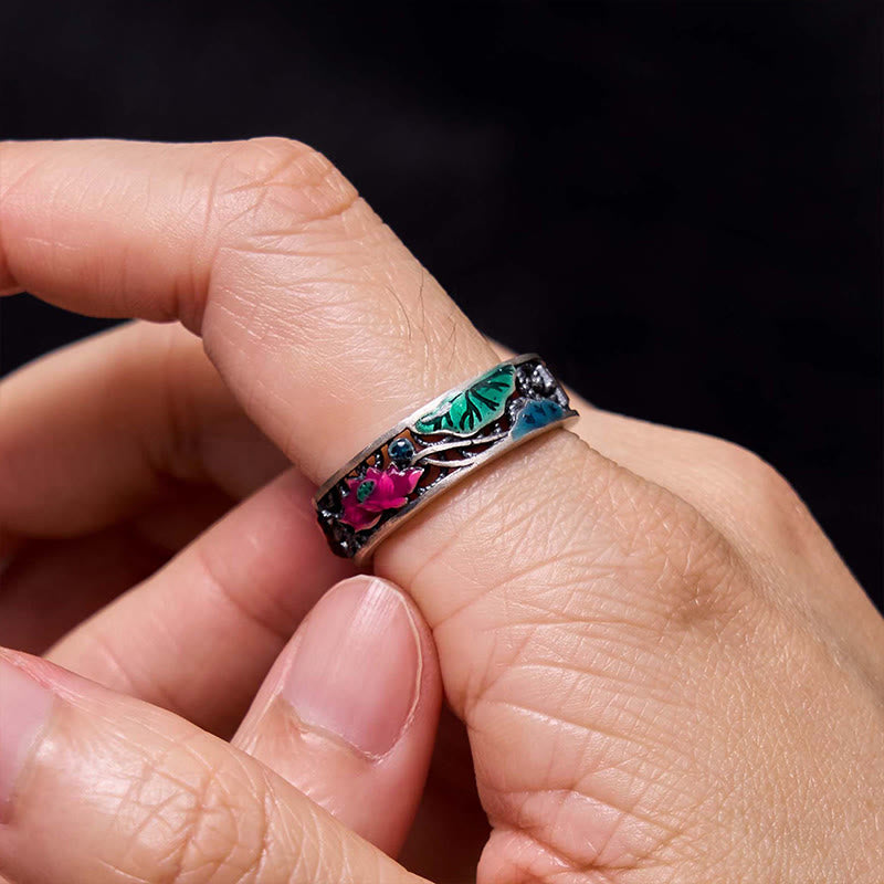 KarmaRipple's 925 Sterling Silver Koi Fish Lotus Fortune Everything Goes Well Ring p6