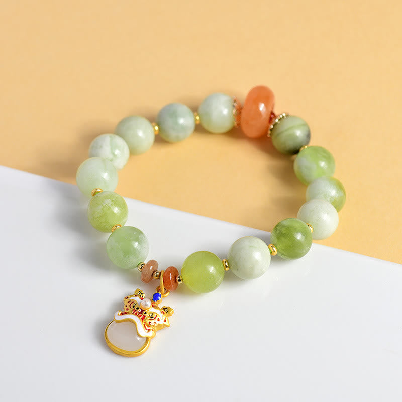 KarmaRipple's Authentic Jade Dancing Lion Talisman Prosperity Fortune Bracelet p2