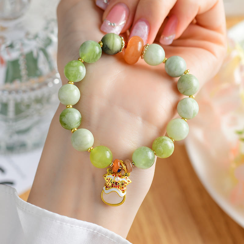 KarmaRipple's Authentic Jade Dancing Lion Talisman Prosperity Fortune Bracelet p5