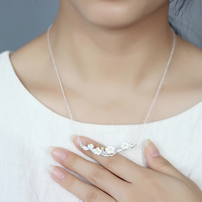 KarmaRipple's 925 Sterling Silver Plum Bossom Protection Pendant Necklace p6