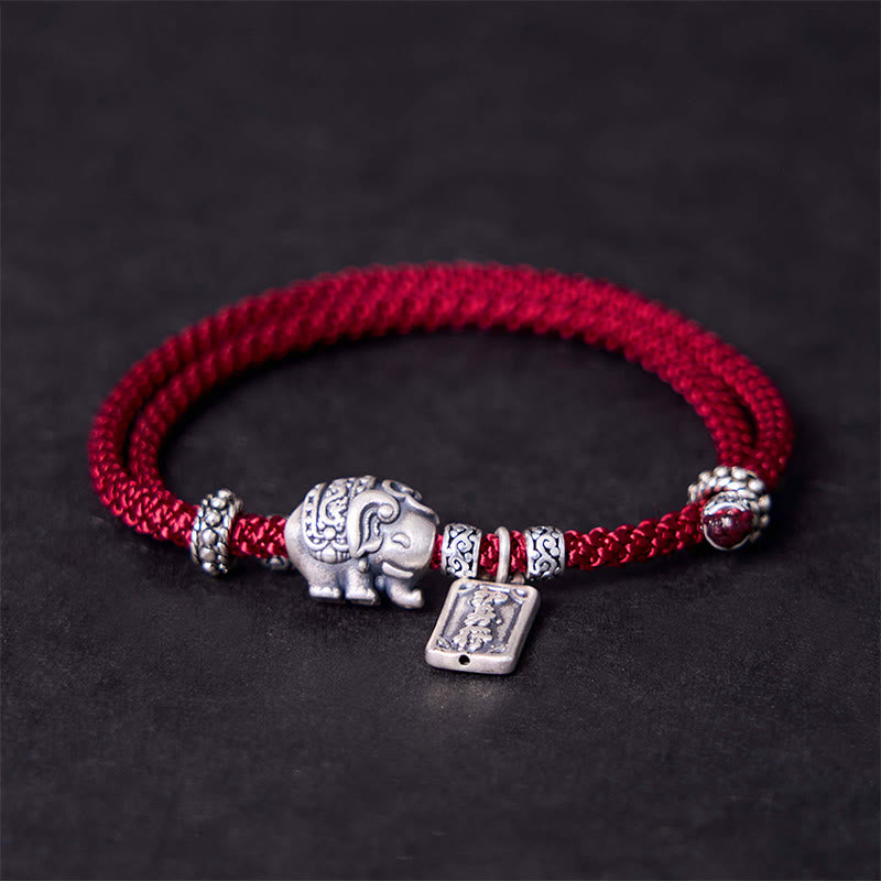KarmaRipple's 925 Sterling Silver Elephant Safe And Well Amulet Talisman Strength Bracelet p2
