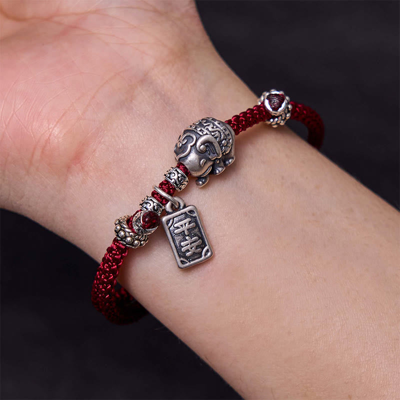 KarmaRipple's 925 Sterling Silver Elephant Safe And Well Amulet Talisman Strength Bracelet p23