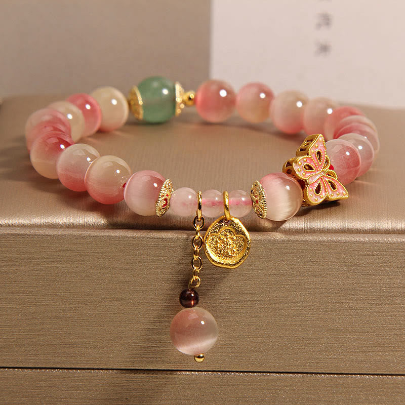 KarmaRipple's Gradient Pink Cat's Eye Butterfly Peace Bracelet p8
