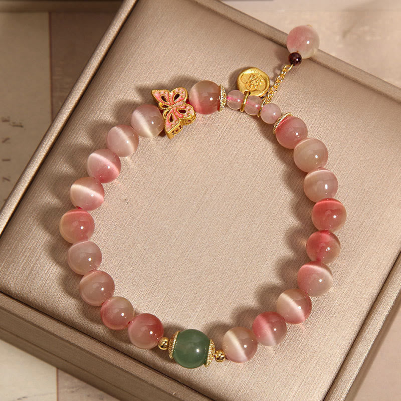 KarmaRipple's Gradient Pink Cat's Eye Butterfly Peace Bracelet p3