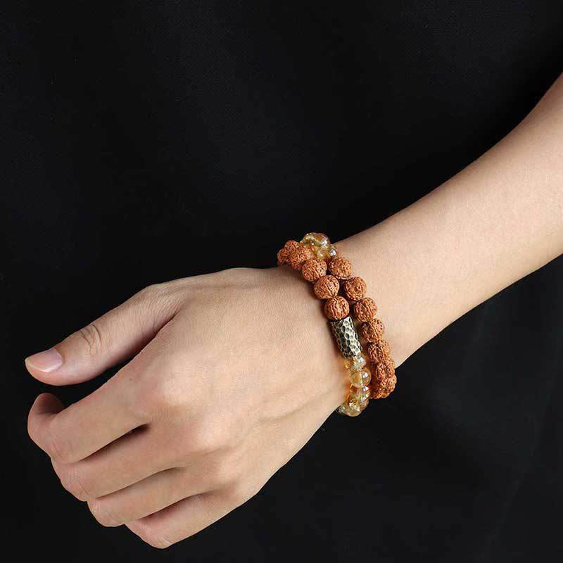KarmaRipple's Citrine Sandalwood Bodhi Seed Protection Double Wrap Bracelet p6