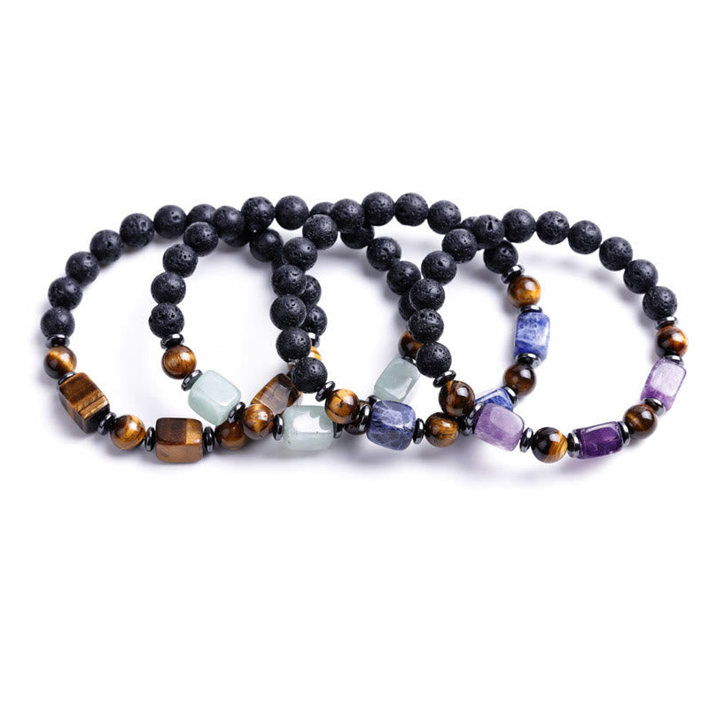 KarmaRipple's Various Crystals Lava Rock Calm Bracelet p57