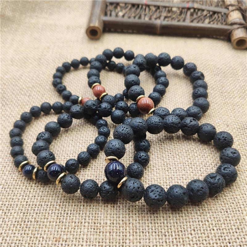 KarmaRipple's Lava Rock Goldstone Blue Sandstone Balancing Bracelet p15