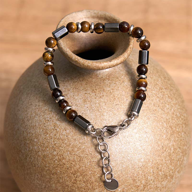 KarmaRipple's Tiger Eye Hematite Strength Buckle Chain Bracelet p4